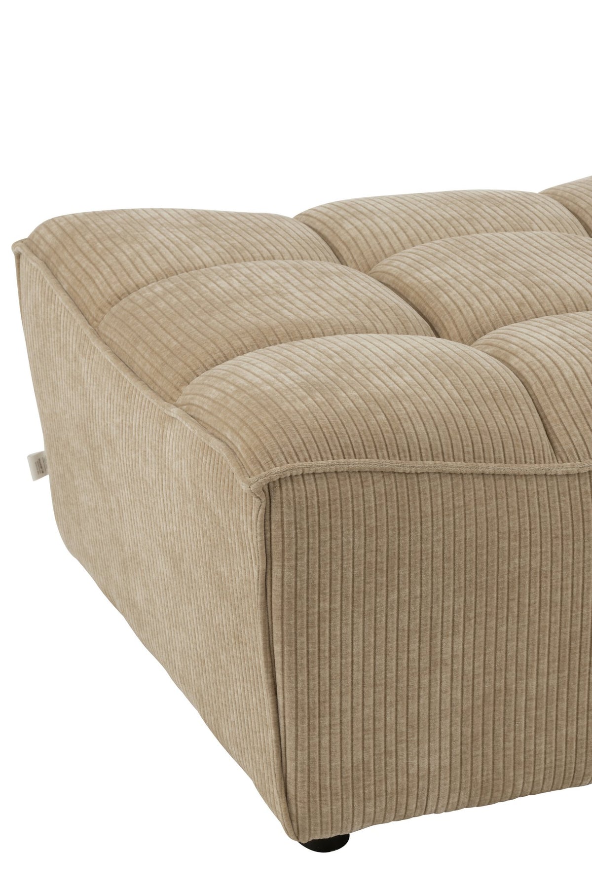 J-Line Poef Grid Populierenhout/Schuim Donker Beige