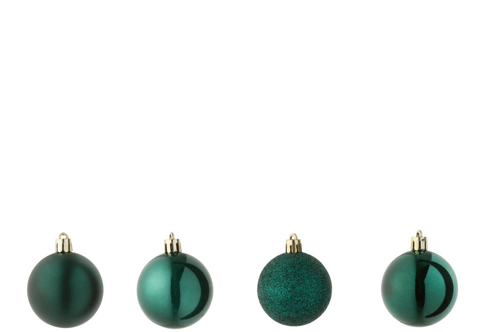 J-Line kerstbal - kunststof - groen - doos van 40