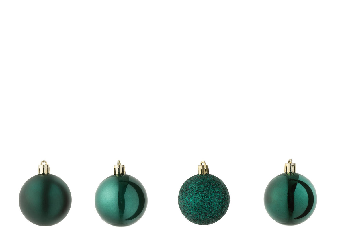J-Line kerstbal - kunststof - groen - doos van 40