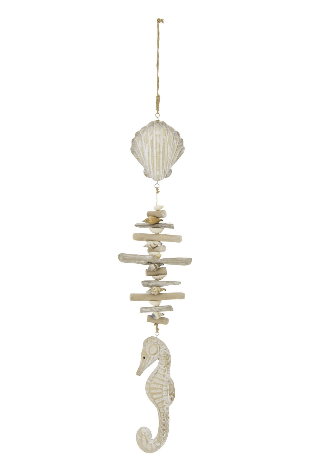 J-Line hanger Schelp + Zeepaard Witgewassen - hout - naturel