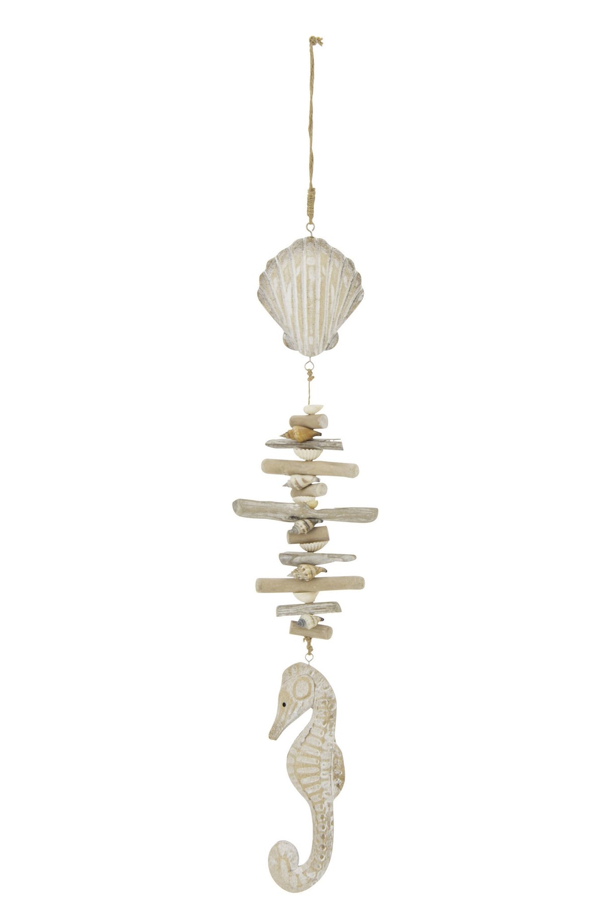 J-Line hanger Schelp + Zeepaard Witgewassen - hout - naturel