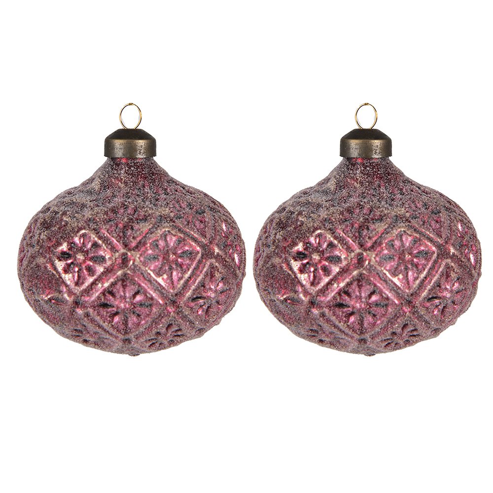 Kerstbal Set van 2 Ø 10 cm Rood Glas Kerstboomversiering