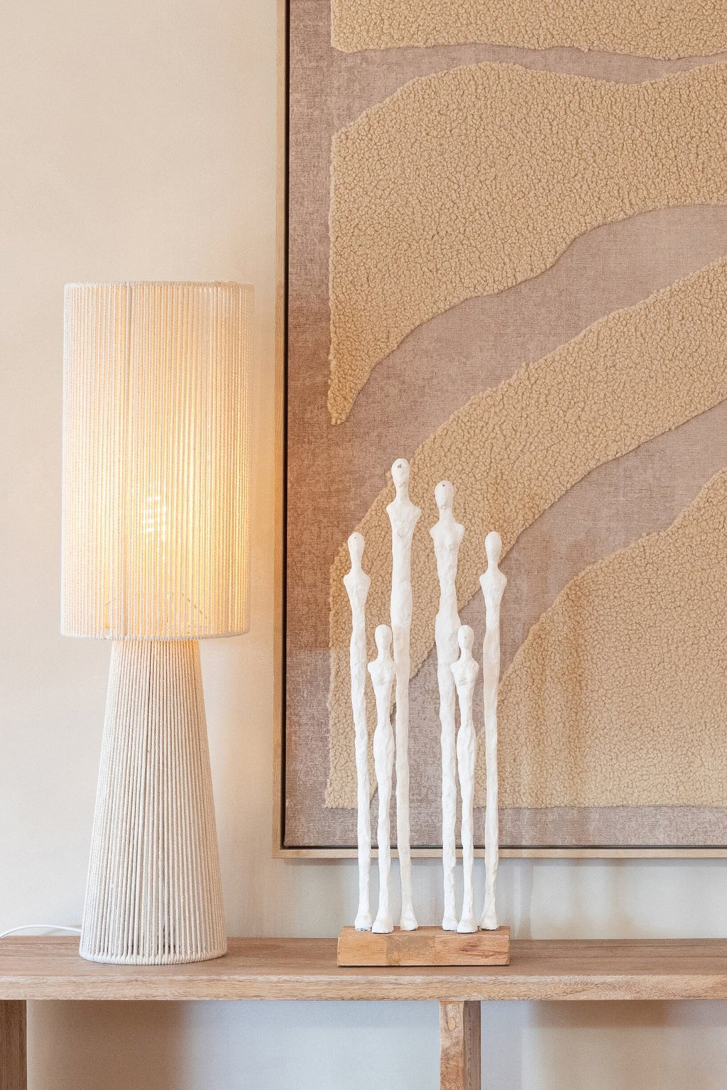 J-Line Personen op voet - polyresin - naturel/wit