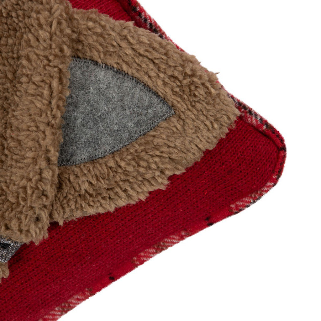 Cat met shawl kussen bruin rood 40x40cm