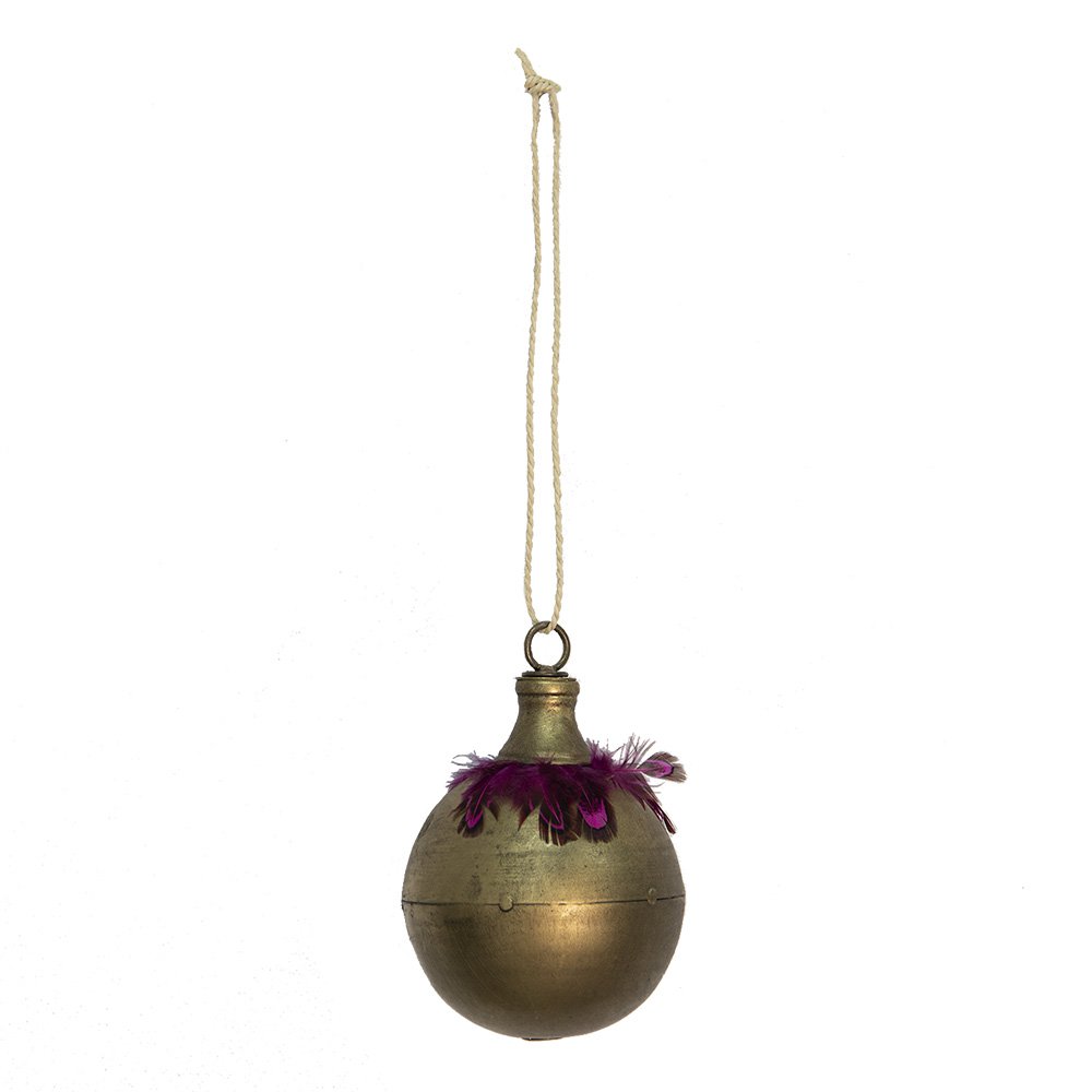Kerstbal Ø 10x14 cm Goudkleurig Metaal Kerstboomversiering