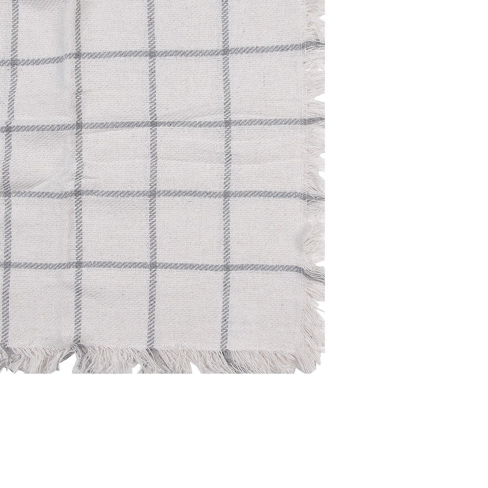 Plaid 125x150 cm Wit Grijs Katoen Strepen Deken