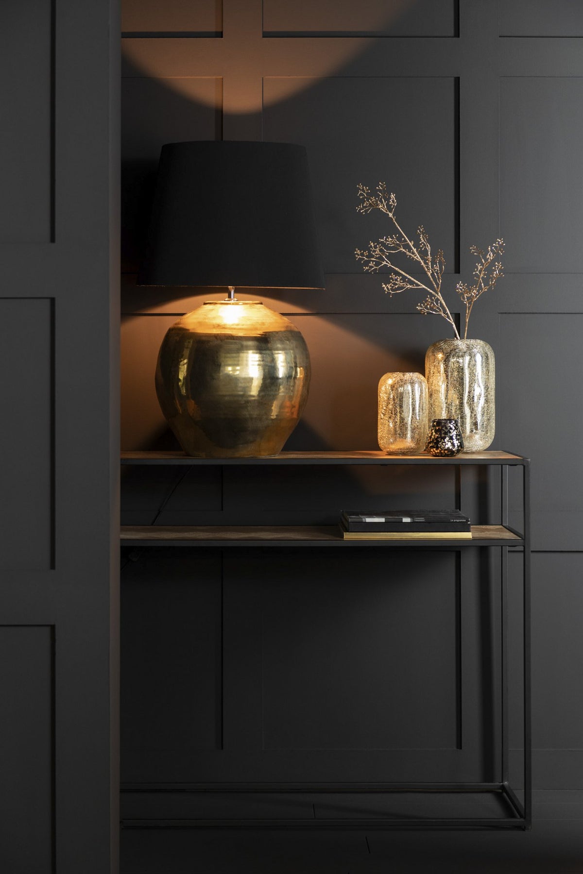 J-Line Console Zigzag Hout/Metaal Naturel/Zwart