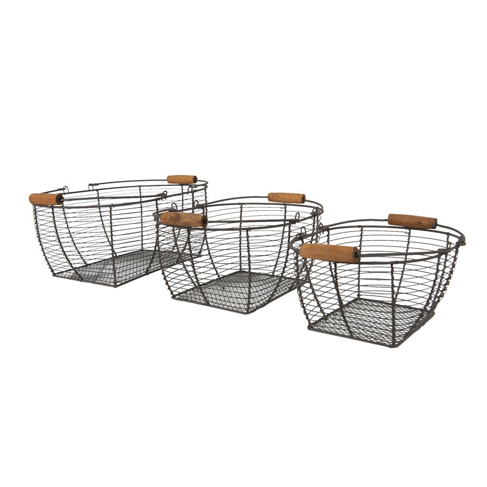 Opbergmand Set van 3 35x26x14 cm Bruin IJzer Mand