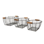Opbergmand Set van 3 35x26x14 cm Bruin IJzer Mand