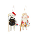 Ornament muis beer wit zwart