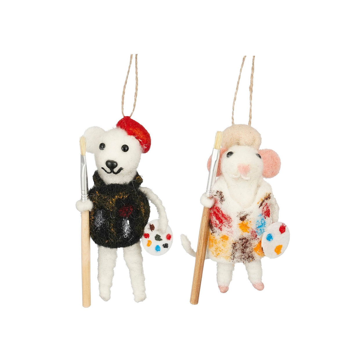 Ornament muis beer wit zwart