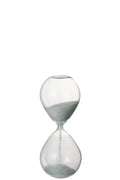 J-Line zandloper Parels - glas - wit - medium