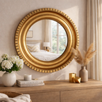 Luxe gouden wandspiegel – handgemaakt frame van goudfolie voor een stijlvol huis