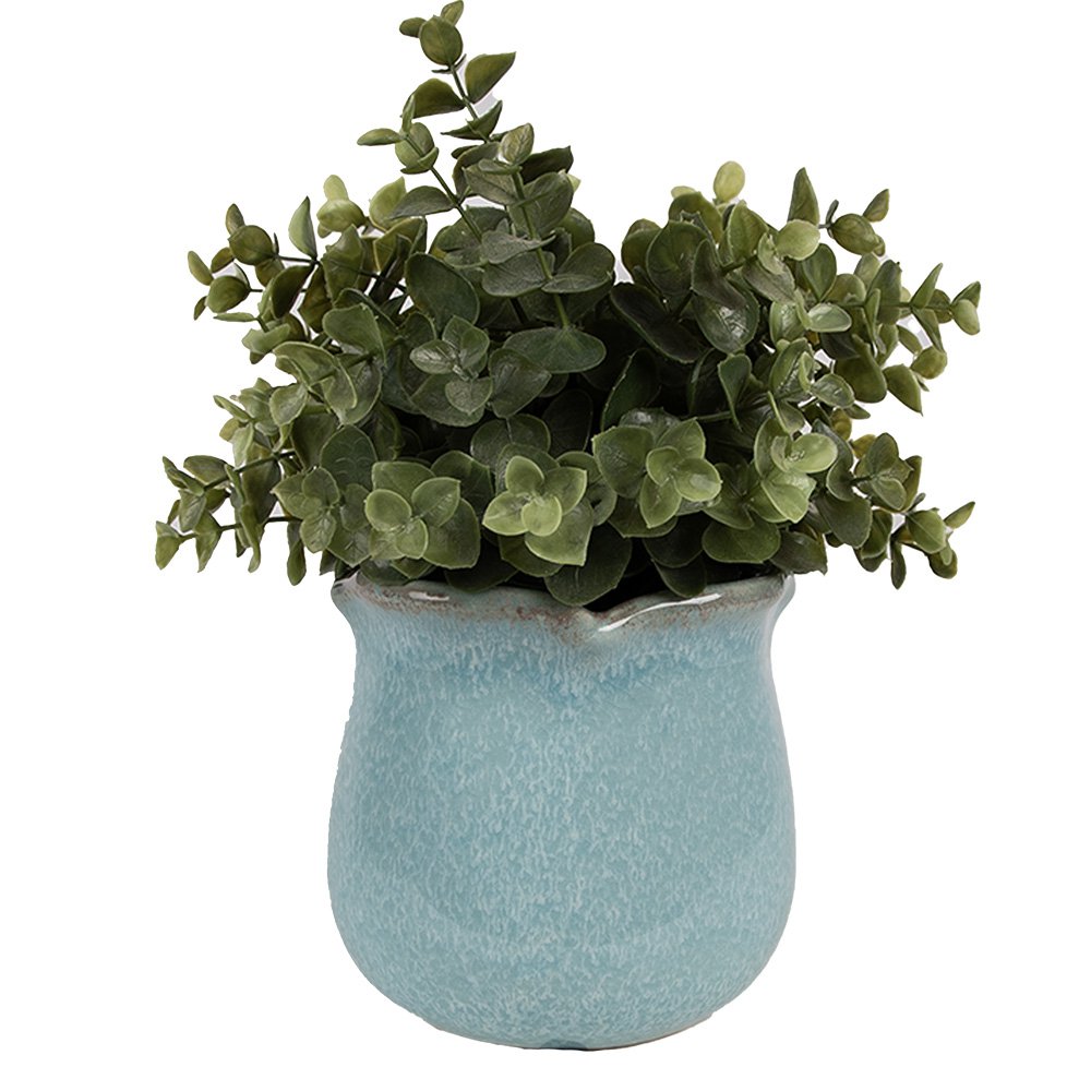 Bloempot Binnen Ø 12x12 cm Blauw Keramiek Plantenpot
