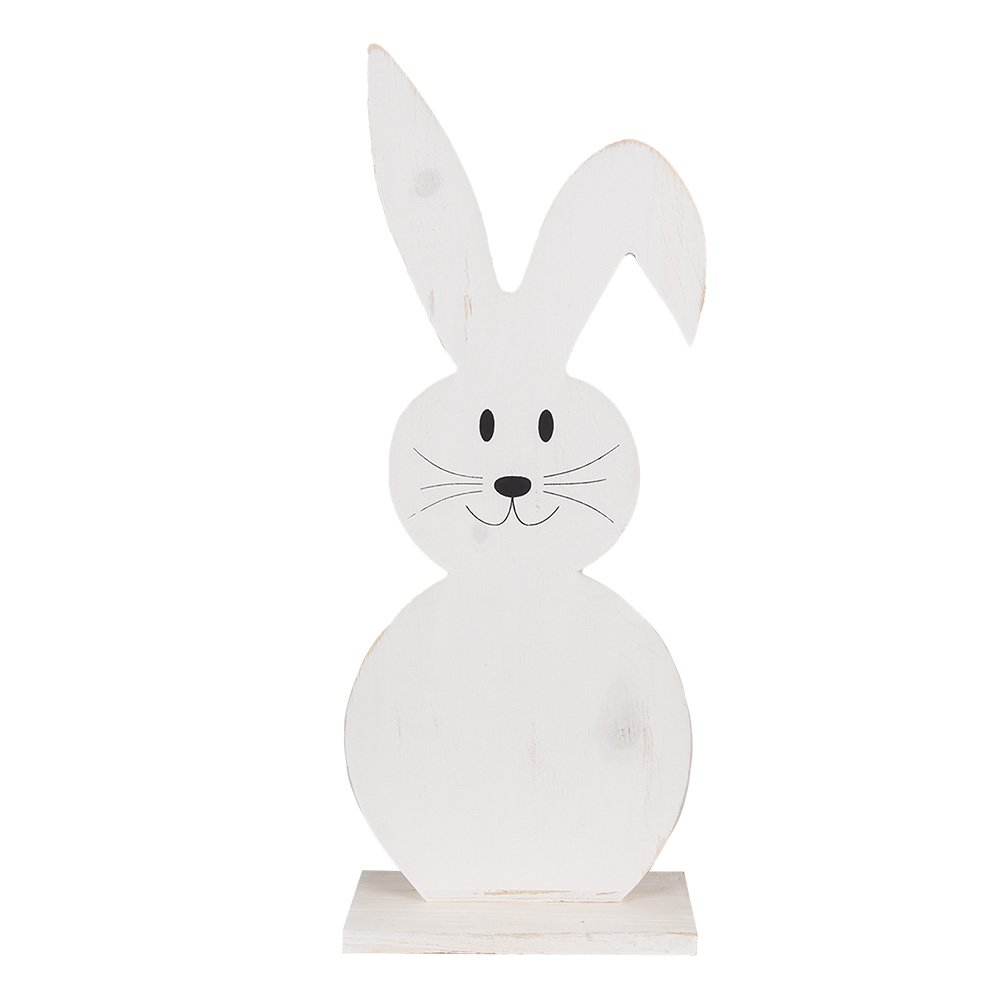 Decoratie Beeld Konijn 26 cm Wit Hout