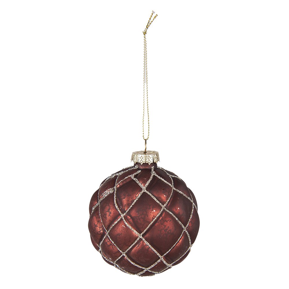 Kerstbal Set van 2 Ø 8 cm Rood Glas Kerstdecoratie