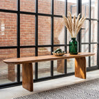 Bullnose mangohouten eetkamerbank bruin