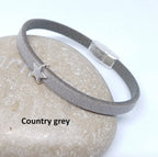 Semplice leren armband tiny star antiek zilver