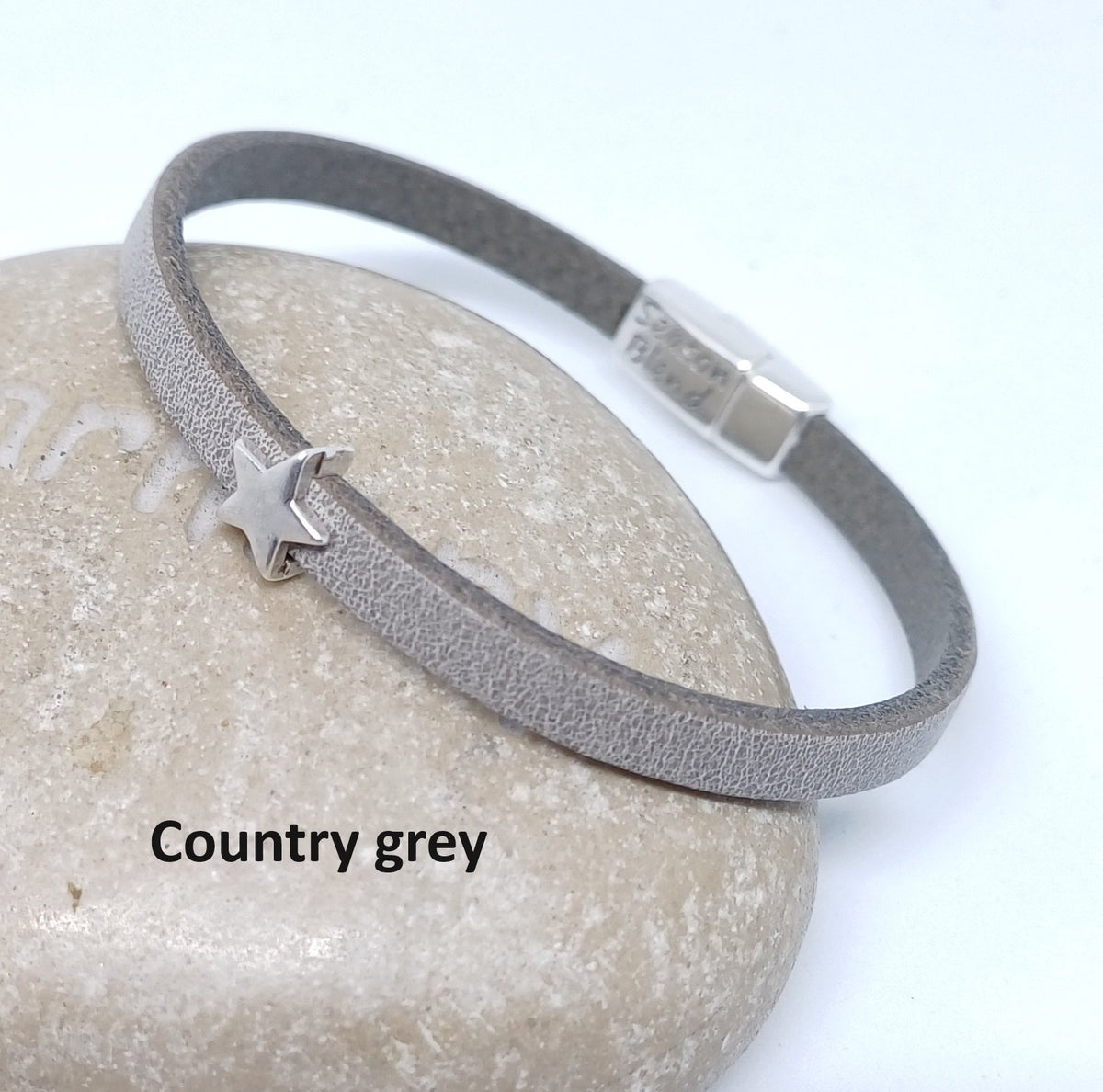 Semplice leren armband tiny star antiek zilver