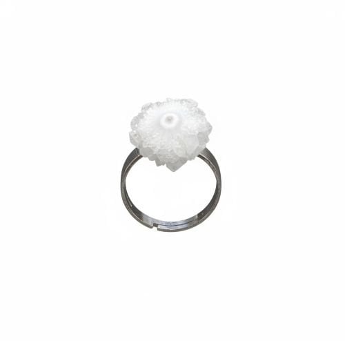 Dames set armband en ring met witte Agaat