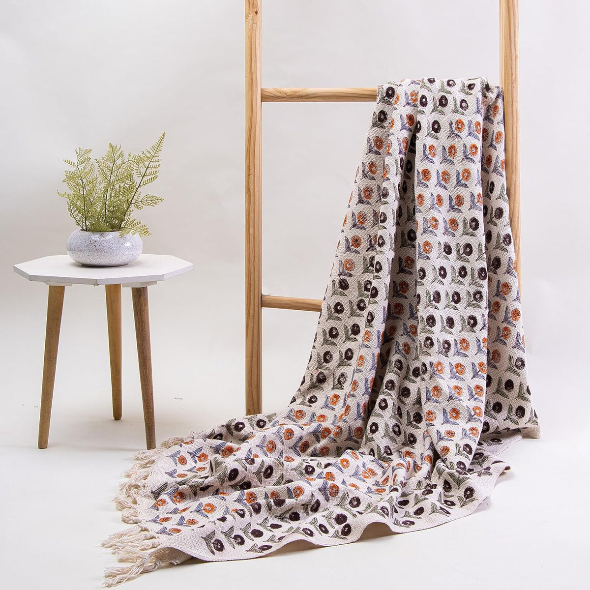 Handgedrukte deken – omkeerbare katoenen sprei – 50x70 inch – dubbelzijdig ontwerp