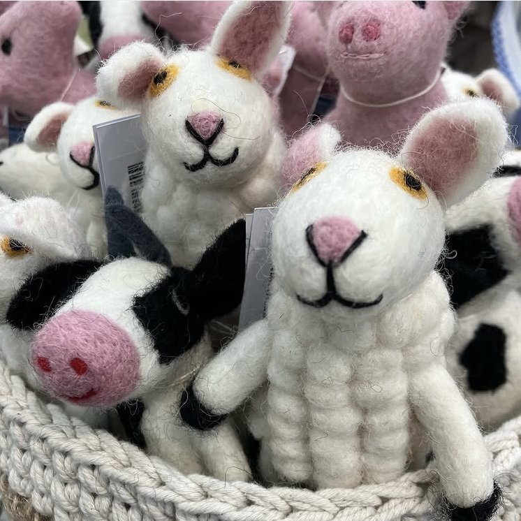 Luna-Leena boerderijdier vingerpoppetje set van 3 - wol - handgemaakt Handgemaakt