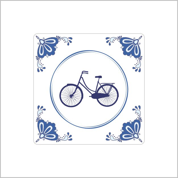 Wensetiket - delfts blauw – fiets – 250 stuks