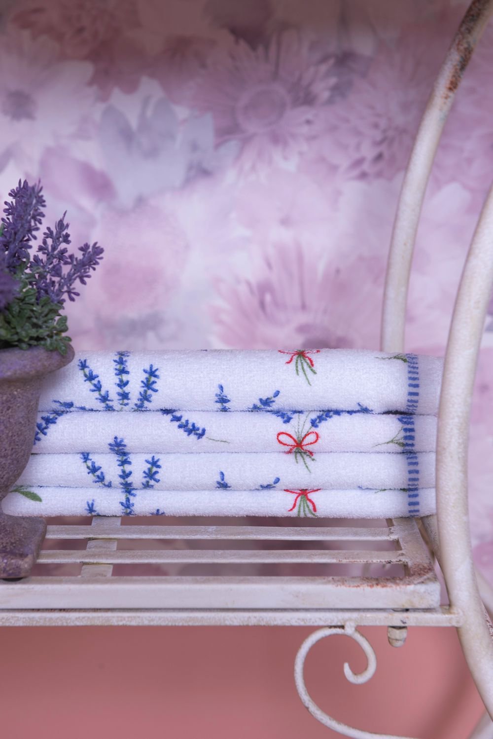 Gastendoekje 40x66 cm Wit Paars Katoen Lavendel Toilet Handdoek