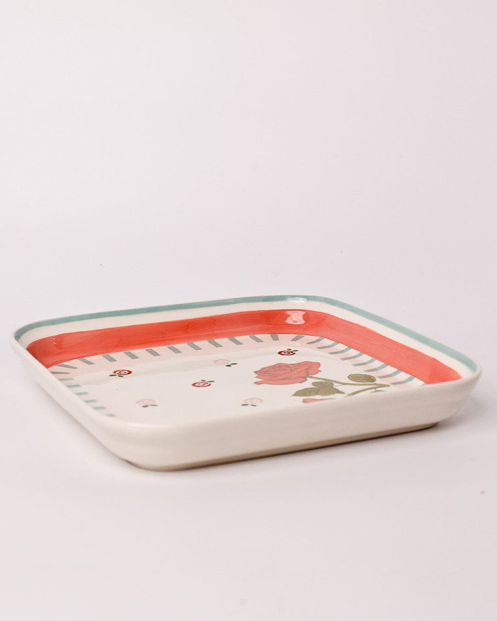 Serveerbord | Handgeschilderd keramisch rozenmotief | 2 maten | Geschenkdoos
