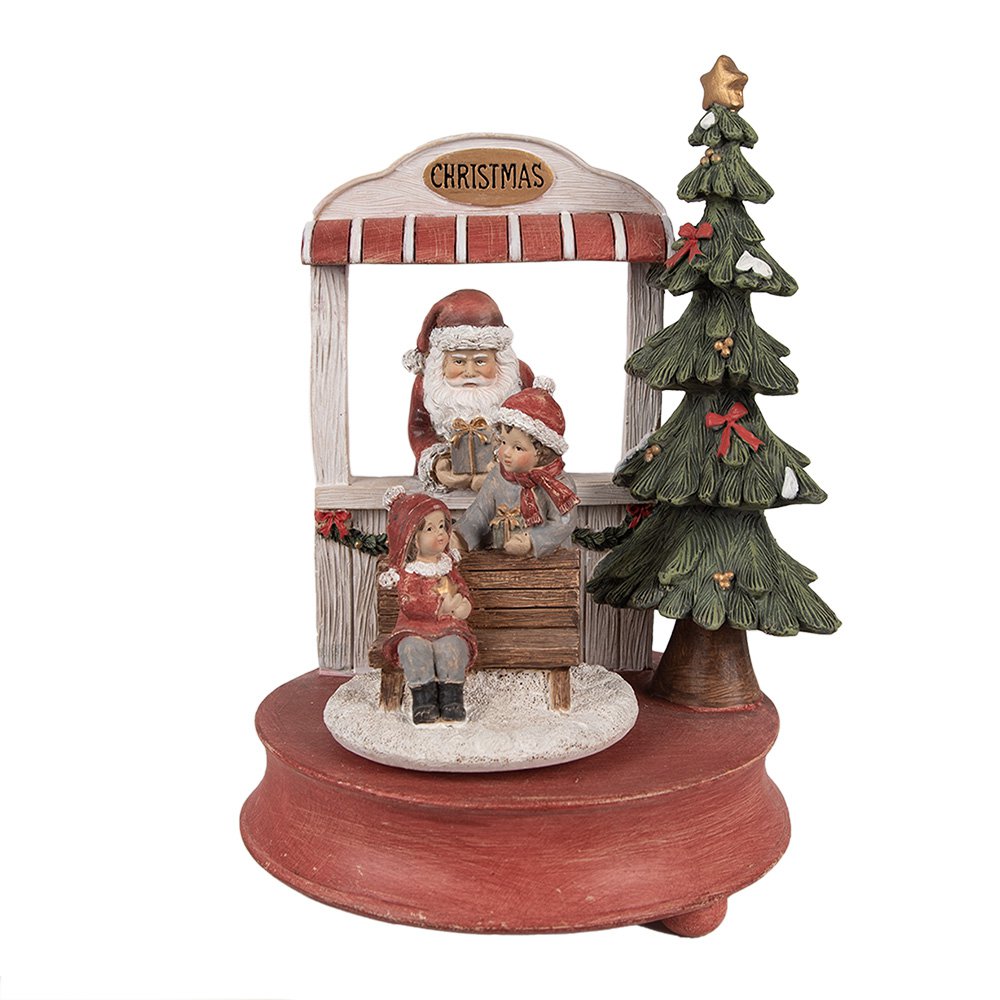 Muziekdoos Kerstman 24 cm Rood Polyresin Kerstdecoratie