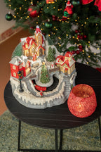 J-Line decoratie Dorp Trein - polyresin - mix