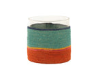 J-Line kaarshouder rond + strepen - glas - blauw/oranje
