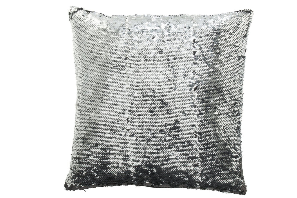 J-Line Kussen Omkeerbaar Sequin Zwart/Zilver