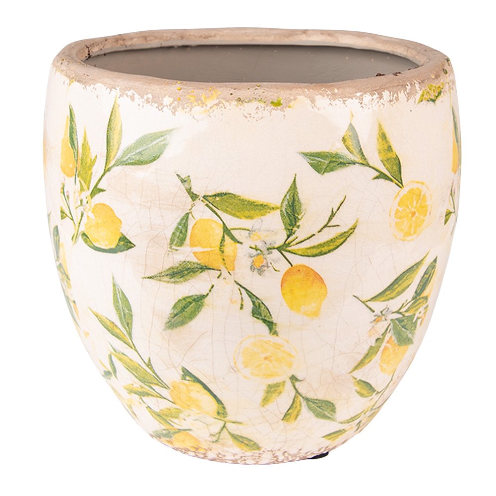 Bloempot Ø 14x14 cm Geel Keramiek Citroen Bloempot Binnen