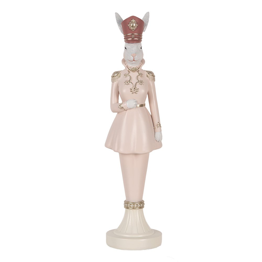 Decoratie Beeld Konijn 35 cm Wit Roze Kunststof