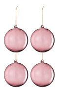 J-Line kerstbal - glas - lichtpaars - large - doos van 4