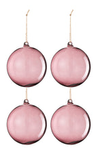 J-Line kerstbal - glas - lichtpaars - large - doos van 4