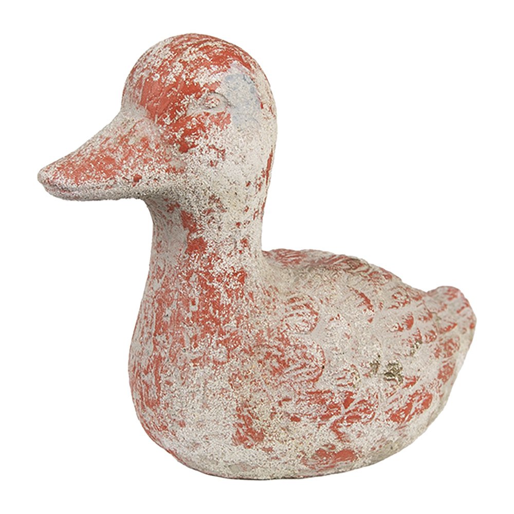 Decoratie Beeld Eend 15x8x12 cm Grijs Rood Steen