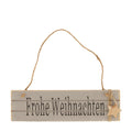 Houten hanger Merry Christmas 28x8cm grijs