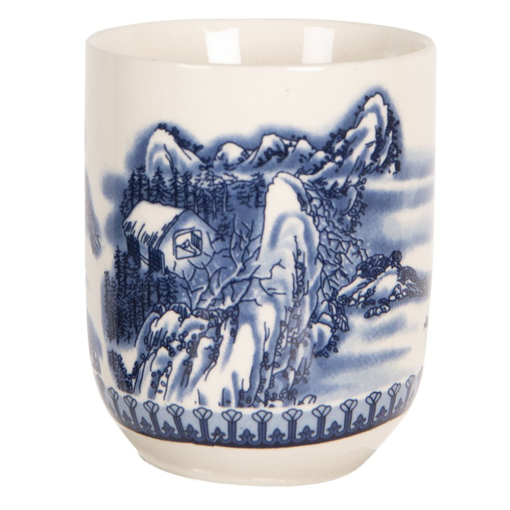Mok 100 ml Beige Blauw Porselein Theemok
