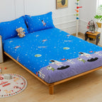 Tweepersoonslakenset voor kinderen - Cosmic Adventure Design - 180 TC katoenmix, dubbel (225x250cm)