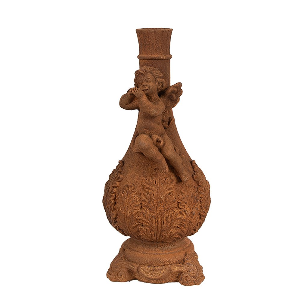 Kandelaar 23 cm Bruin Polyresin Engel