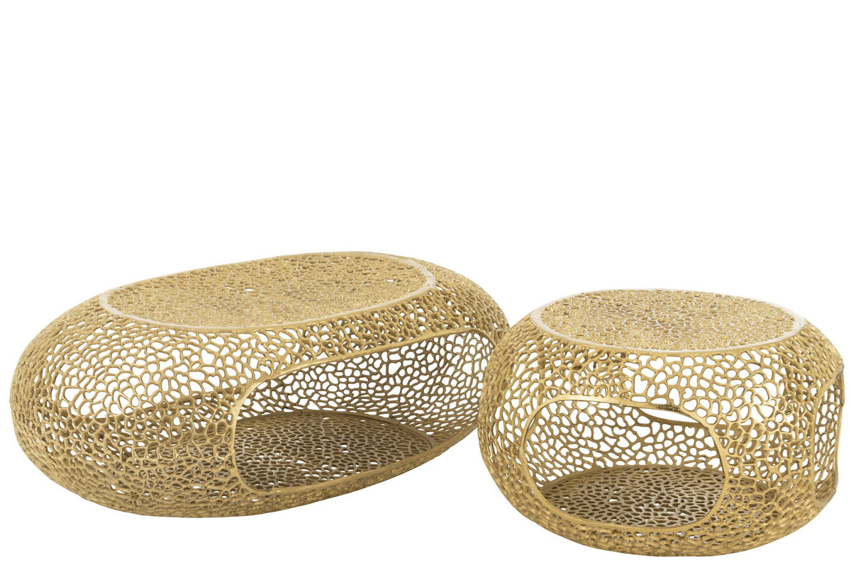 J-Line Salon Table Ovaal aluminium goud bevlekte groot