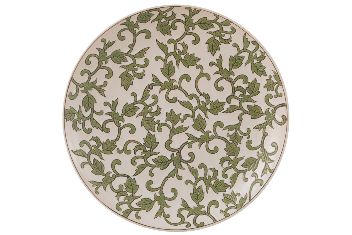 J-Line decoratie Bord Yezi - porselein - groen/wit