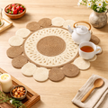 Beige katoenen gevlochten placemat – handgemaakte eetmat