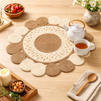Beige katoenen gevlochten placemat – handgemaakte eetmat