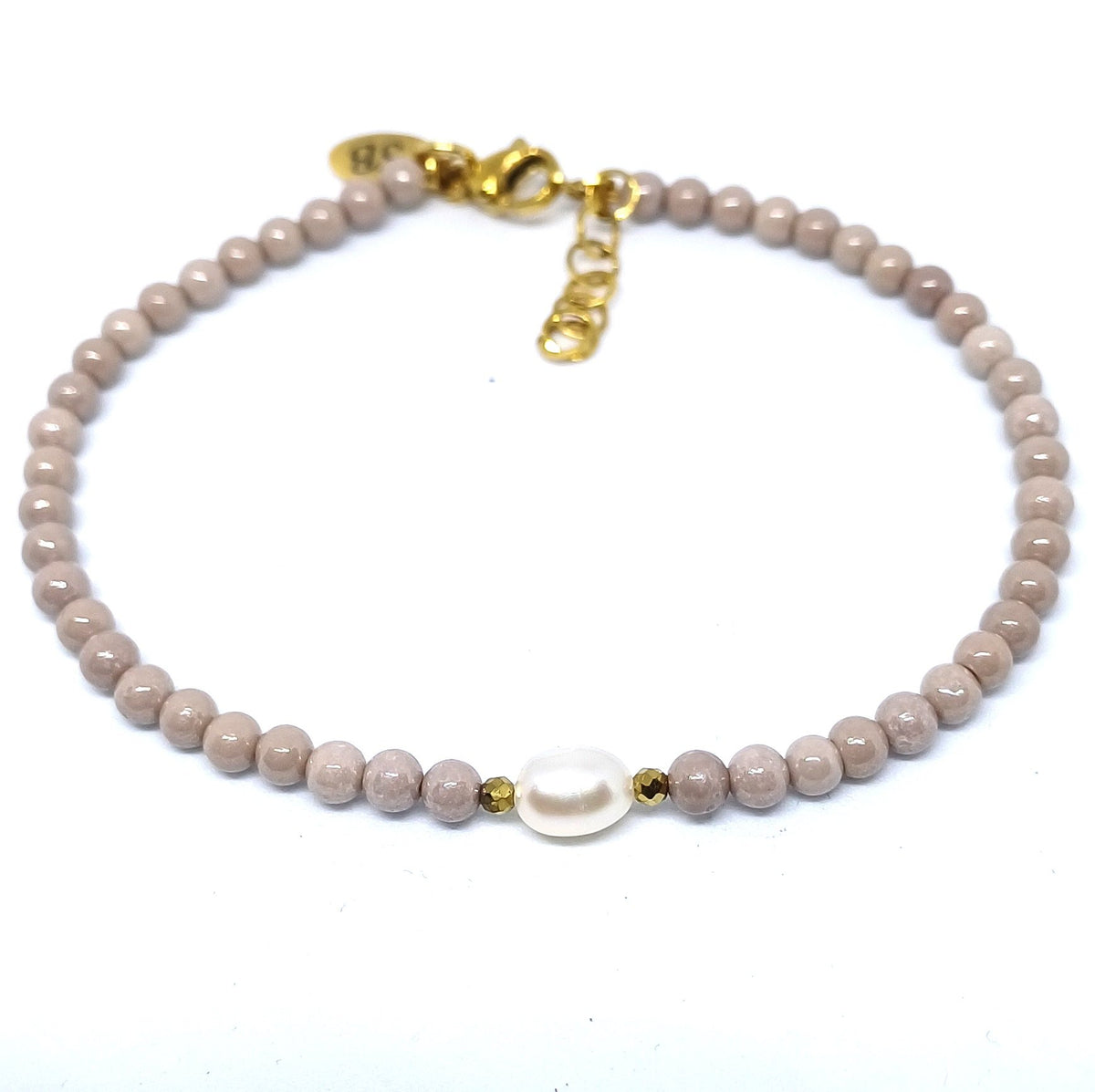 Zirkonia armband ronde kralen zoetwaterparel