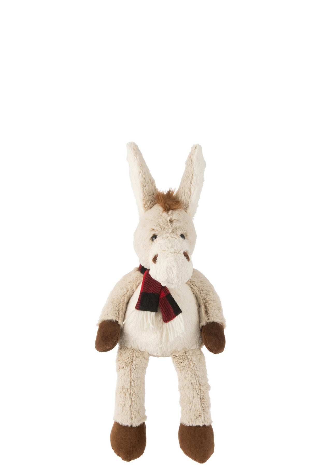 J-Line Ezel+Sjaal Pluche Polyester Beige/Bruin Small