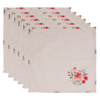 Servetten Katoen Set van 6 40x40 cm Beige Katoen Rozen Servet Stof