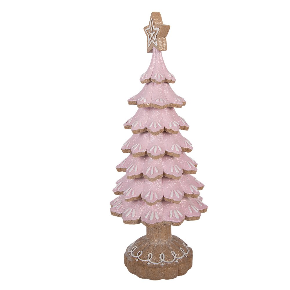 Kerstdecoratie Beeld Kerstboom Ø 16x40 cm Roze Kunststof